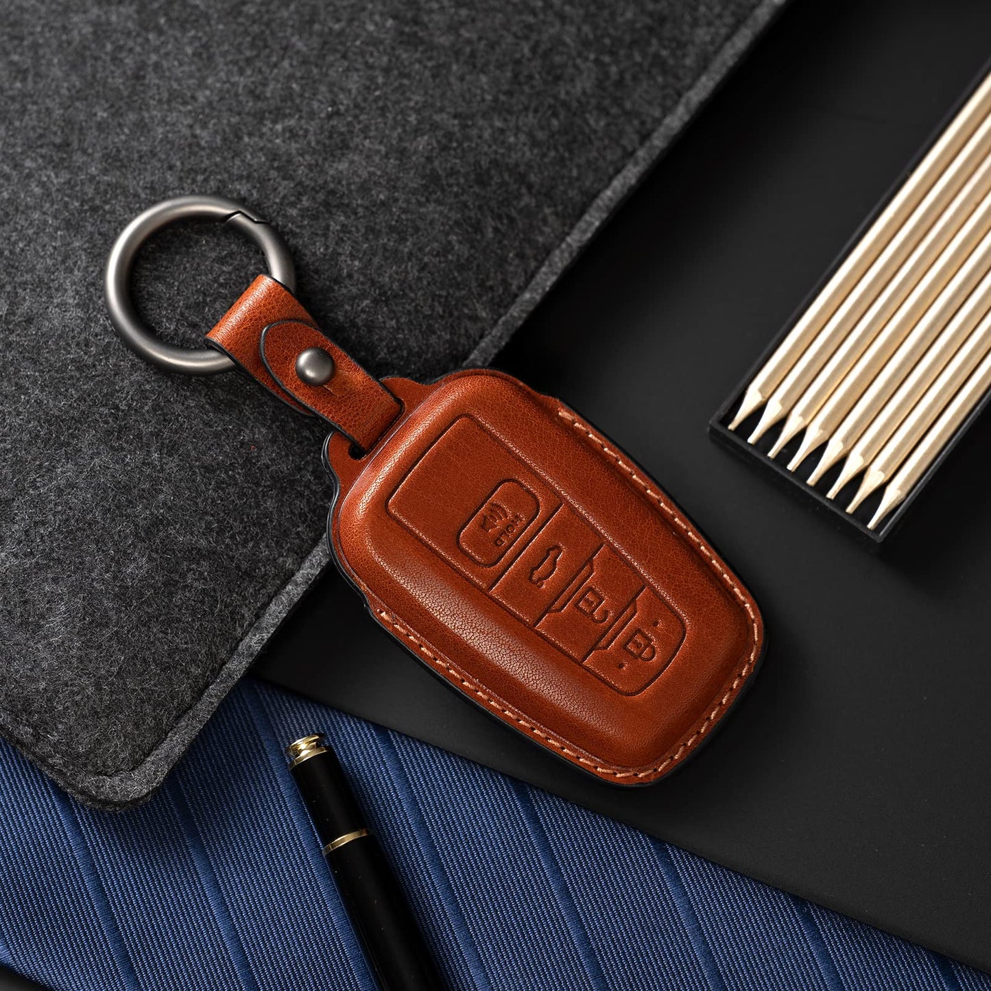 Smyfob for Toyota Key fob Cover Leather car Key case Avalon Camry TRD Corolla Highlander Prius Prime RAV4 Prime CHR Accessories