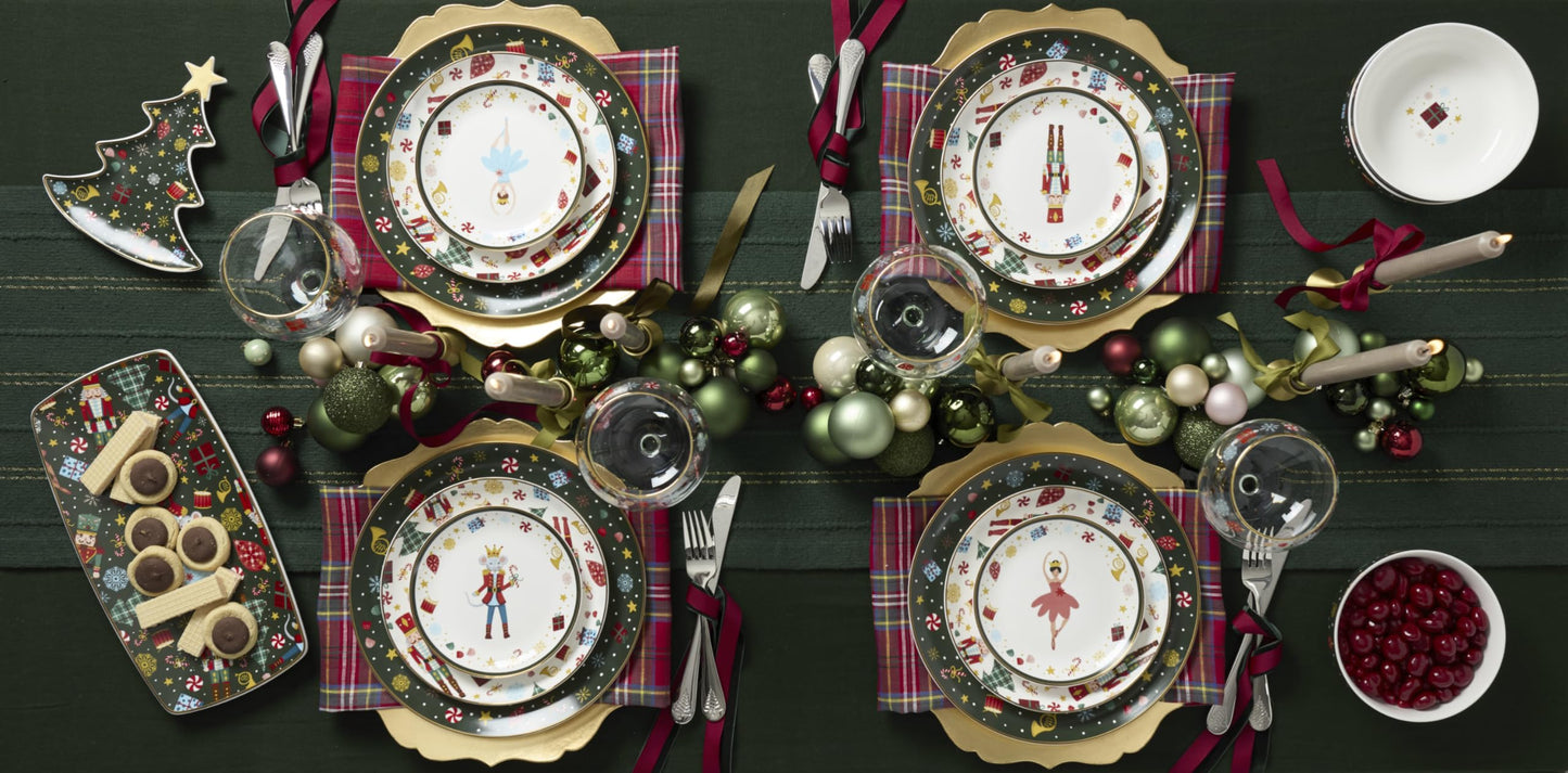 Lenox Serveware, Nutcracker Ballet Hors Doeuvres Tray, Food Tray, 13 x 6.75-Inch, Microwave Safe & Dishwasher Safe Porcelain, Christmas Serving Platter Tray, Christmas Table Centerpieces (1 Piece)