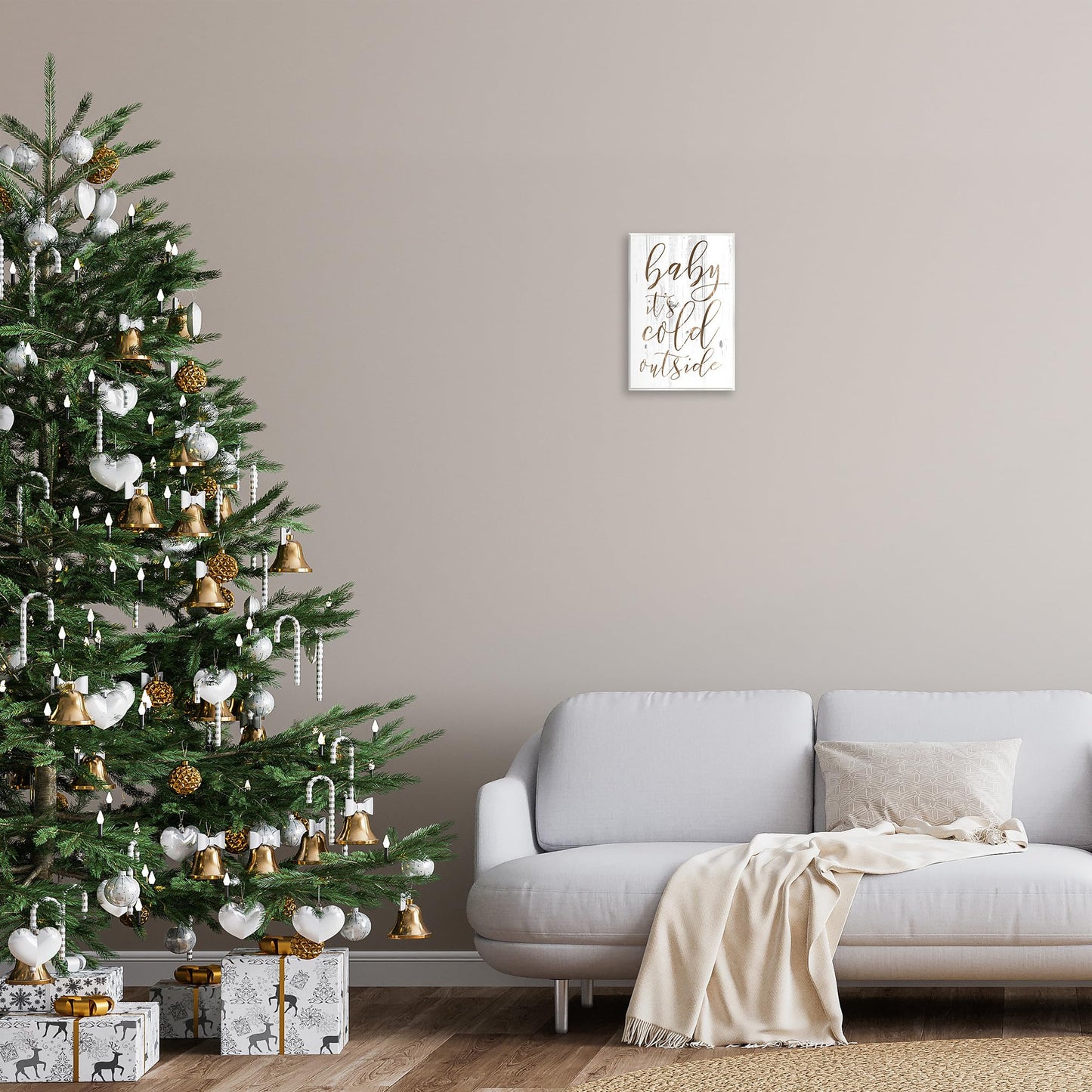 Stupell Industries 'Baby Its Cold Outside Cursive', Wall Plaque Art, 10 x 15 Inches, Easy to Hang and Sturdy, Made in USA, by Lil' Rue