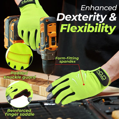 HANDLANDY Work Gloves for Men & Women, Utility Mechanic Working Gloves Touch Screen, Flexible Breathable Gardening Gloves for Yard Maintenance (X-Large, 1 Pair)
