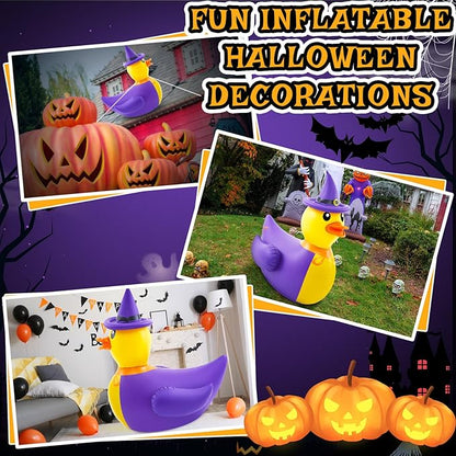 Hungdao 2 Pcs 4.6 Feet Giant Inflatable Halloween Duck Huge Halloween Large Blow up Rubber Duck for Parades and Trunk or Treats Party Supplies (Wizard)
