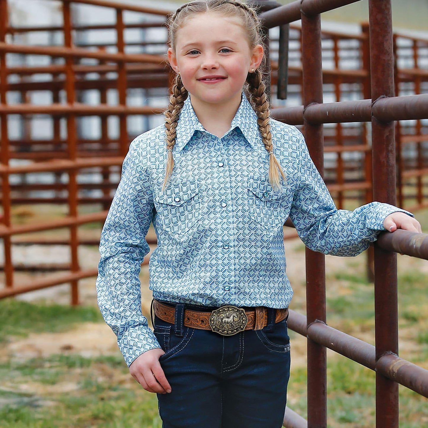 SANSTHS Kids Western Belt for Boys Girls Genuine Leather Cowboy Cowgirl Belts with Detachable Buckle for Jeans Western Gifts, Slivery Horse Buckle/Brown Belt