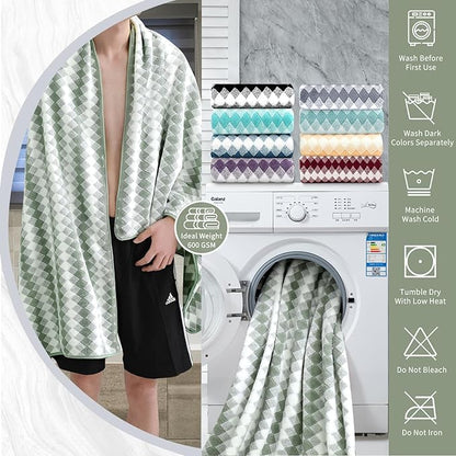 8 Piece Bathroom Towel Set Green |2 Oversized Large Bath Towels Sheet, 2 Hand