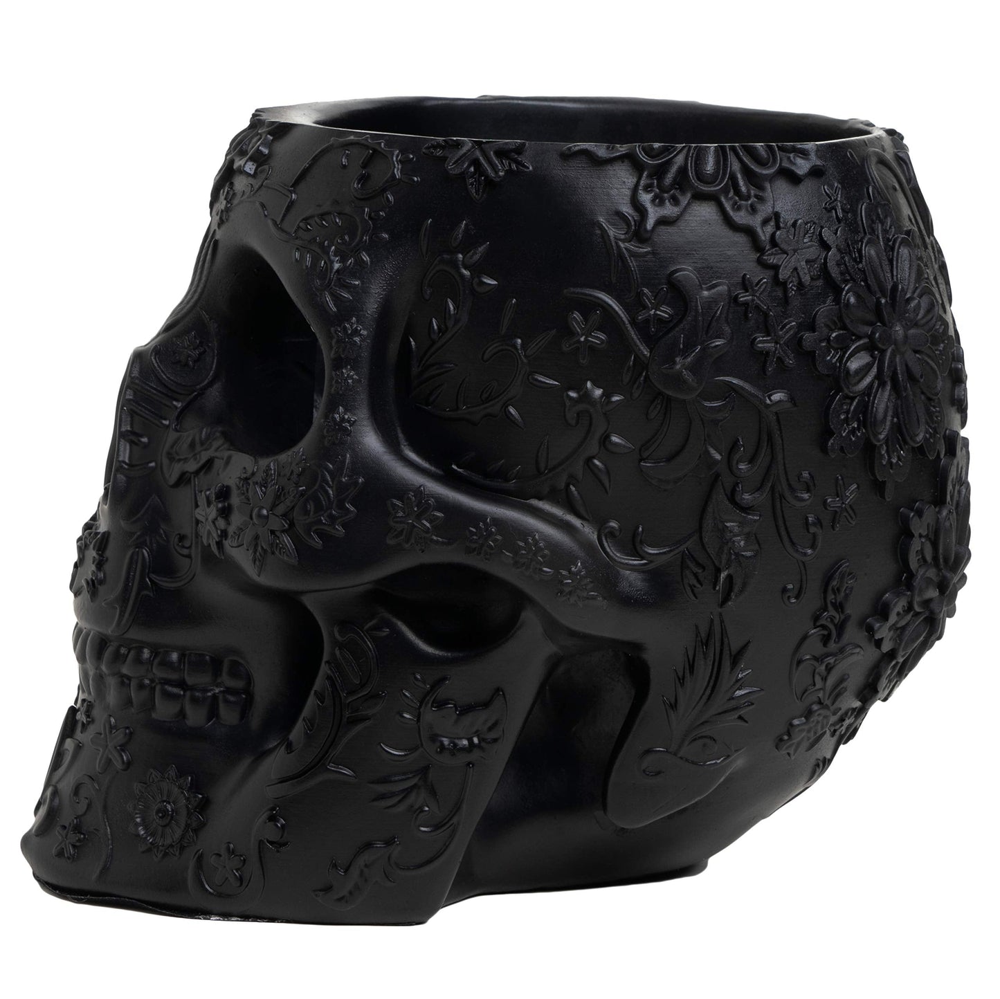 Skull Makeup Brush Holder, Pen Holder, Vanity, Desk, Office Organizer, Stationary, Decor Planter , Candy Bowl , Goth Decorations , Extra Large, Skulls Gothic Skull & Bones Organizer Bathroom (Black)