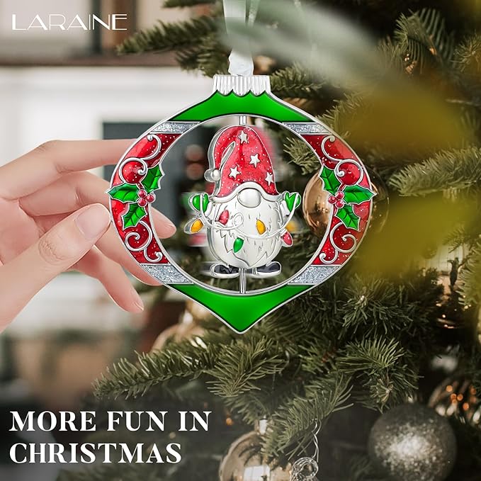 Laraine Christmas Tree Ornaments – 2025 Decorative Rotation Hanging Pendant of Car Charm Holiday Keepsake Gift Home Decor (Gnome (2025))