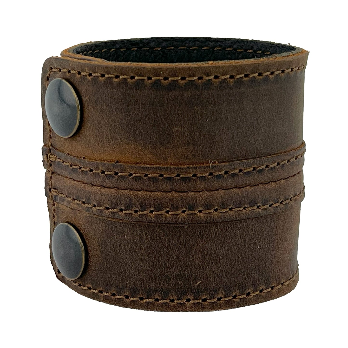 Anthology Gear Stylish Leather Cuff Bracelet Full Grain Wide Wristband For Men and Women (Unisex) Adjustable to 8" or 9 1/4" (Whiskey Brown, Large/X-Large)