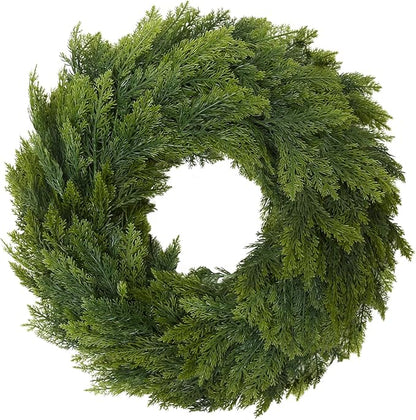 Joyhalo 26" Realistic Christmas Cedar Wreaths for Front Door, Real Touch Norfolk Pine Wreath Artificial Everygreen Wreath for Walls, Porches, Farmhouse Outdoor Christmas Decor