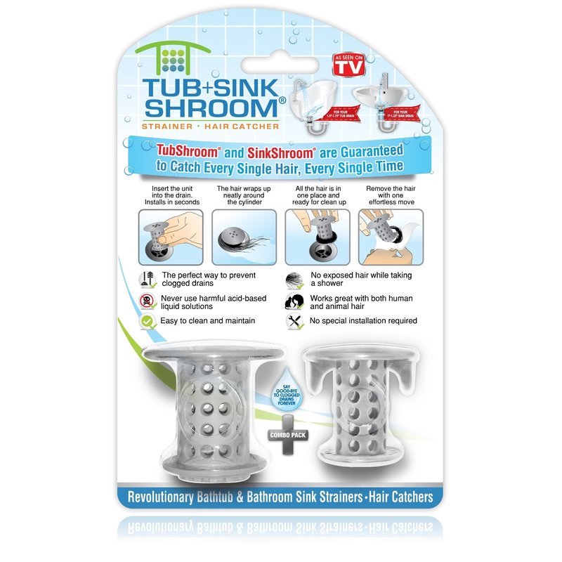 TubShroom and SinkShroom Drain Protectors Hair Catchers for Bathtubs and Sinks, Gray