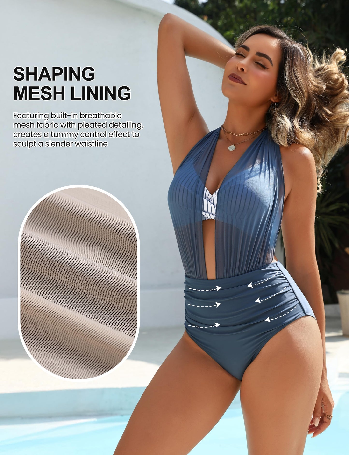 Blooming Jelly Womens High Waisted Bikini Sets Tummy Control Swimsuits 2 Piece Sexy Bathing Suits 2026 L, Stripe Blue