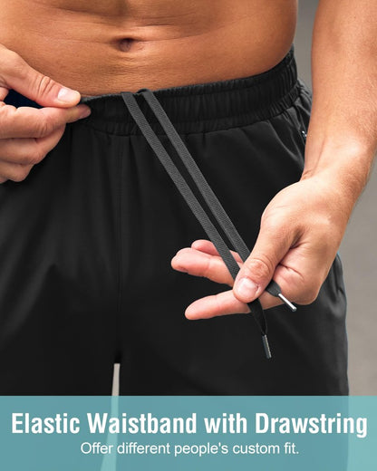 G Gradual Men's Athletic Running Shorts with Zipper Pockets Quick Dry 7"/ 5"/ 9" Workout Gym Shorts for Basketball Hiking(Black,7XL)