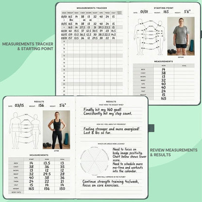 &And Per Se Workout and Food Journal – Fitness Journal with Daily Diet Tracker & Gym Exercise Log Book for Men & Women – Undated, A5 Size, Leather Hardcover (Forest Green)