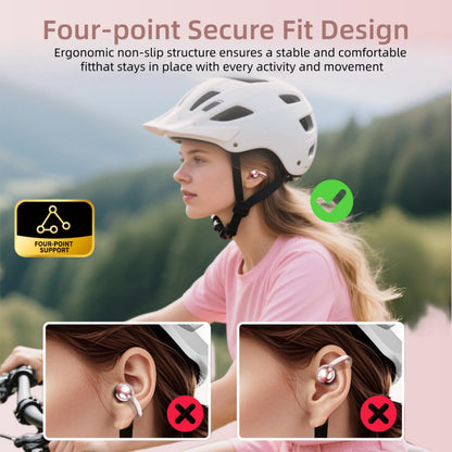 otinsile Open Ear Earbuds,Clip On Earbuds Wireless Bluetooth 6.0 with LCD Touchscreen, Lightweight Comfort Bone Conduction Headphones for Sports, Fitness, and Workouts, Rose Gold