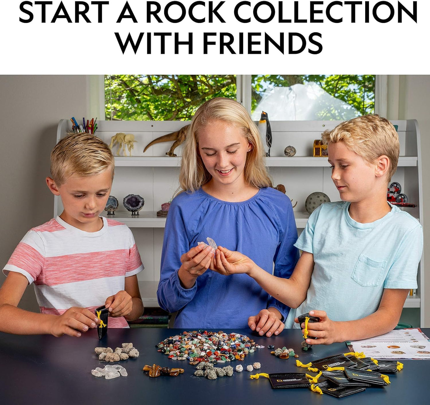 NATIONAL GEOGRAPHIC Kids Rock Collection – 1.25 lb. Assorted Rocks, Minerals & Gemstones Plus 50 Cool Rocks & Minerals to Share, STEM Earth Science Kit for The Classroom, Homeschool & More