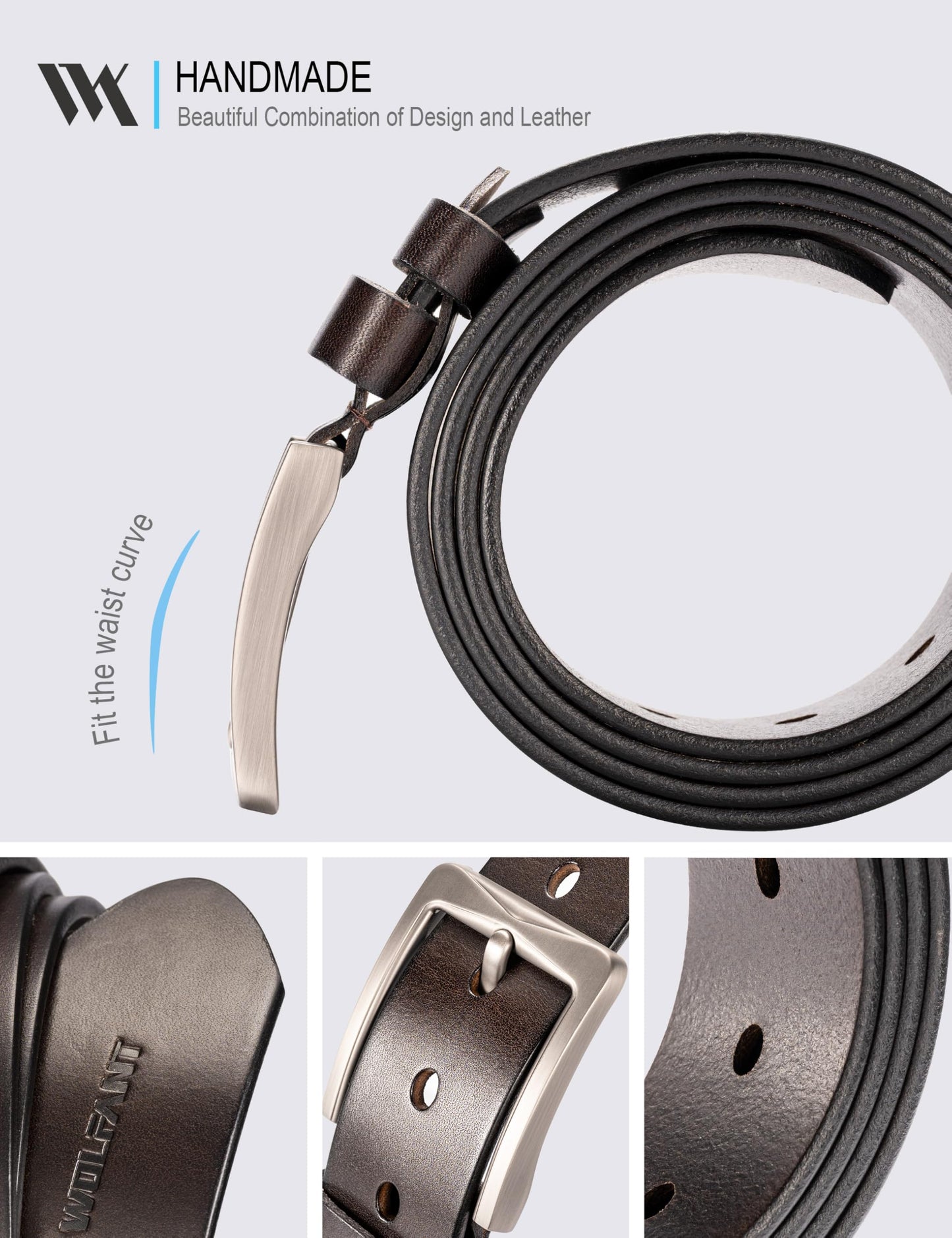 WOLFANT 1.5" Full Grain Leather Belt for Men in Gift Box,100% Italian Real Solid Leather