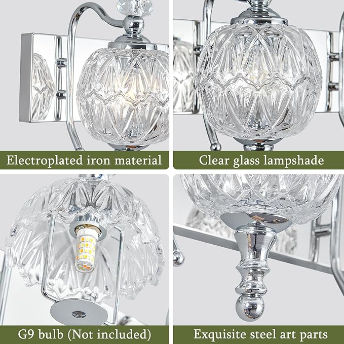 Modern Crystal Bathroom Vanity Lights Fixtures Over Mirror Chrome Vintage 5-Lights 36 Inch Bathroom Light Fixtures Glass Crystal Vanity Lights
