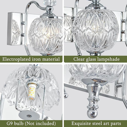 Modern Crystal Bathroom Vanity Lights Fixtures Over Mirror Chrome Vintage 5-Lights 36 Inch Bathroom Light Fixtures Glass Crystal Vanity Lights