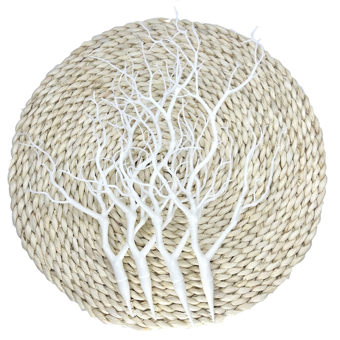 Threemonkys 13.8 inches Artificial Coral Branches Fake Antler Branches Small Branches for Home Decoration Flower Arrangement Wedding Christmas Halloween Festival (White 4PCS)