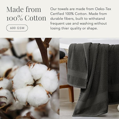NY Loft 100% Cotton 6 Piece Bath Towel Set | Grey Towels | Oeko-TEX® Standard