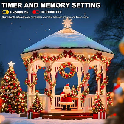328 FT 1000 LED String Lights Outdoor Indoor, Christams String Lights Waterproof 8 Modes & Timer, Fairy Lights Plug in for Bedroom, Weeding, Patio, Party, Holiday,Christmas Decor (Red+Warm)