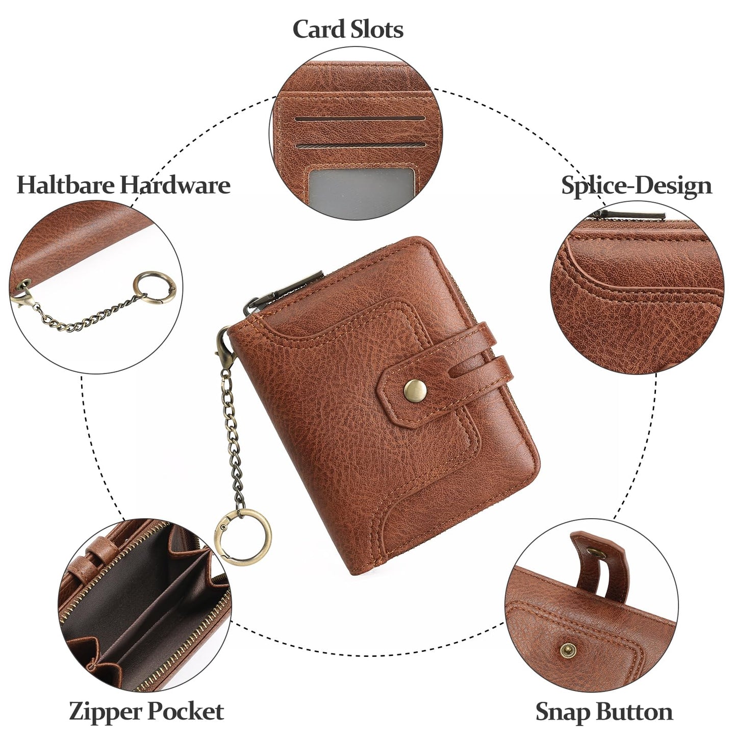 GOIACII Wallets for Women RFID Blocking Soft Leather Coin Purse Bifold Small Credit Card Holder Brown
