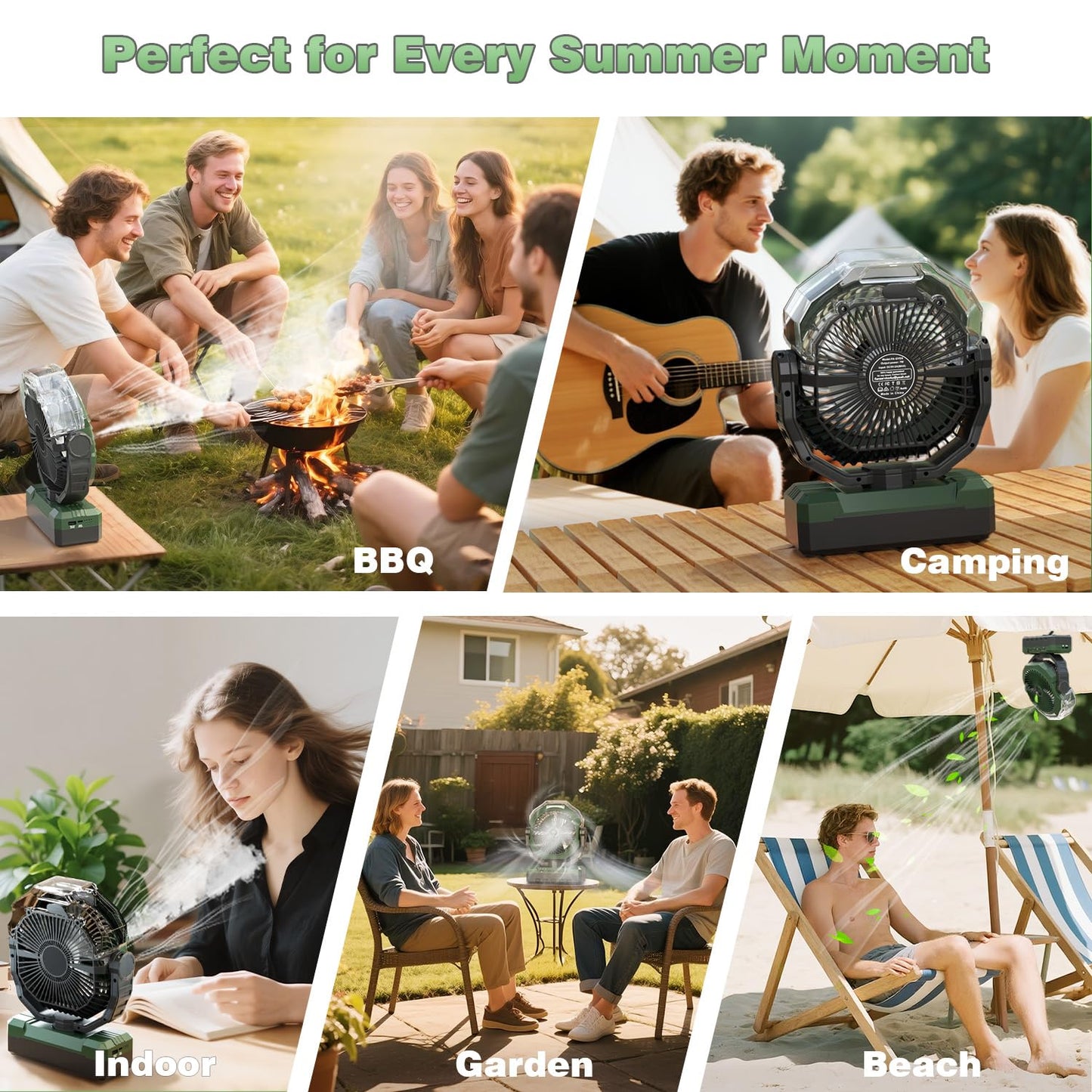 Portable Misting Fan 460ml Large Tank,24000mAh Rechargeable Battery Powered Camping Fan with 2 Meters Spray,Light & Remote,Jobsite Beach Summer Essentials,Mist Fans for Indoor,Outdoor, Patios, Travel