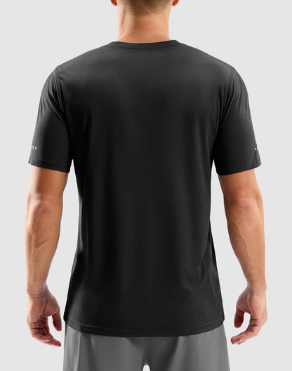 Men's Workout Breathable T-Shirts Dry Fit UPF 50+ Sun Shirts Moisture Wicking Cooling Tee for Athletic, Running, Hiking (Black, M)