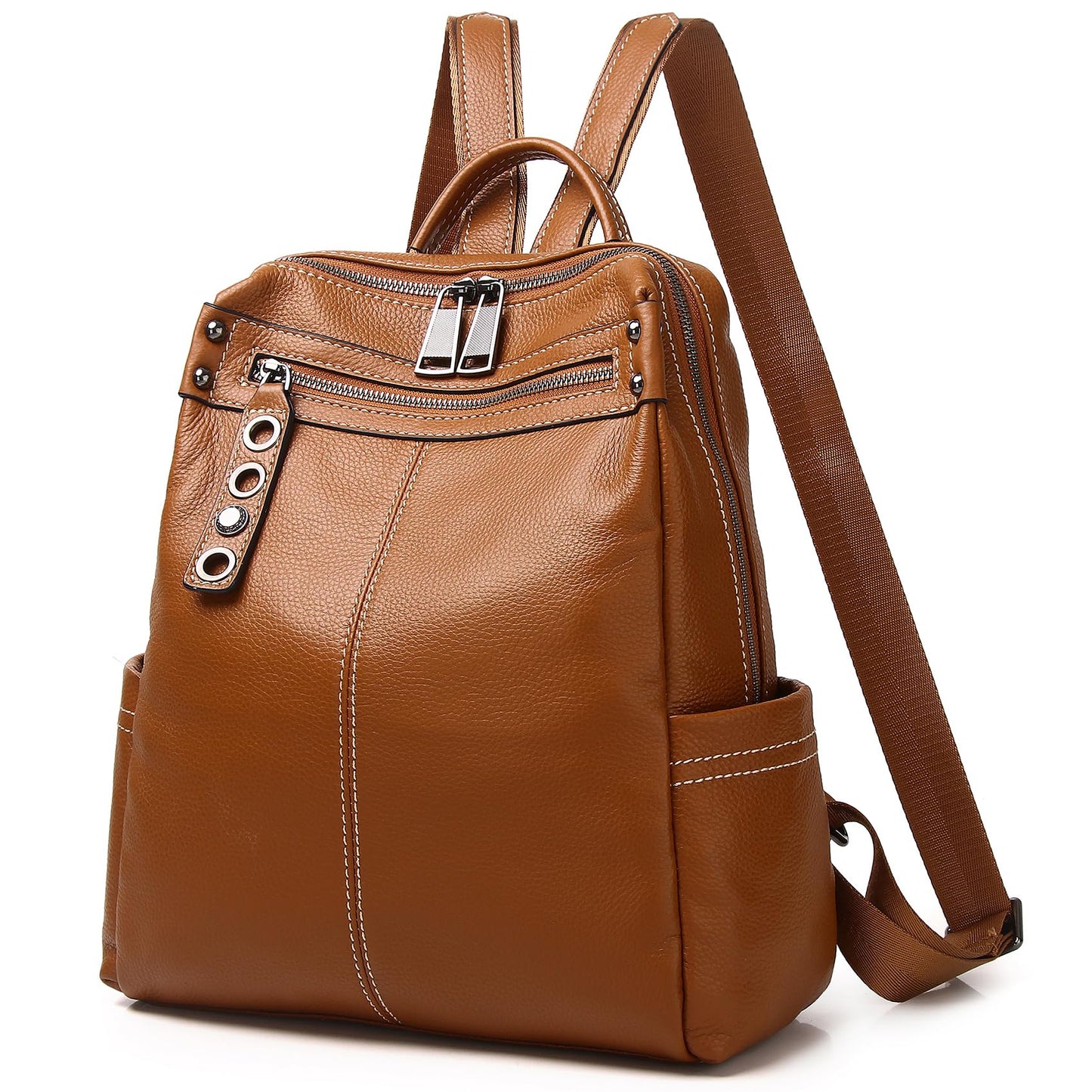 Wesccimo Genuine Leather Backpack Purse For Women Real Soft Leather Travel Fashion Designer Convertible Ladies Shoulder Bag