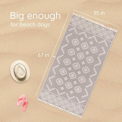 Turkish Beach Towel - Lightweight Quick Dry 100% Cotton | Vintage Dark Grey 35"x67"