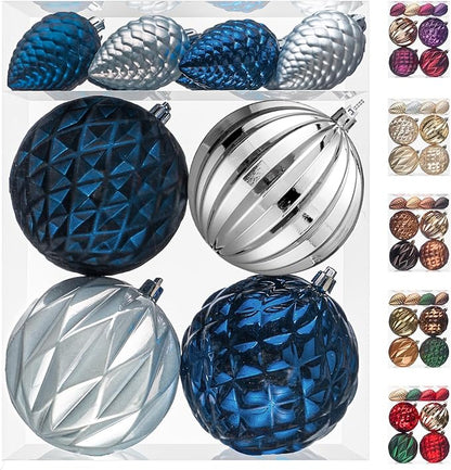 JORNOY Christmas Tree Ornaments, 4inch/100mm Shatterproof Ornaments for Christmas Tree Set - Large Plastic Decorative Hanging Balls Ornaments for Xmas Tree Decorations Party, 12ct (Earth Tone)