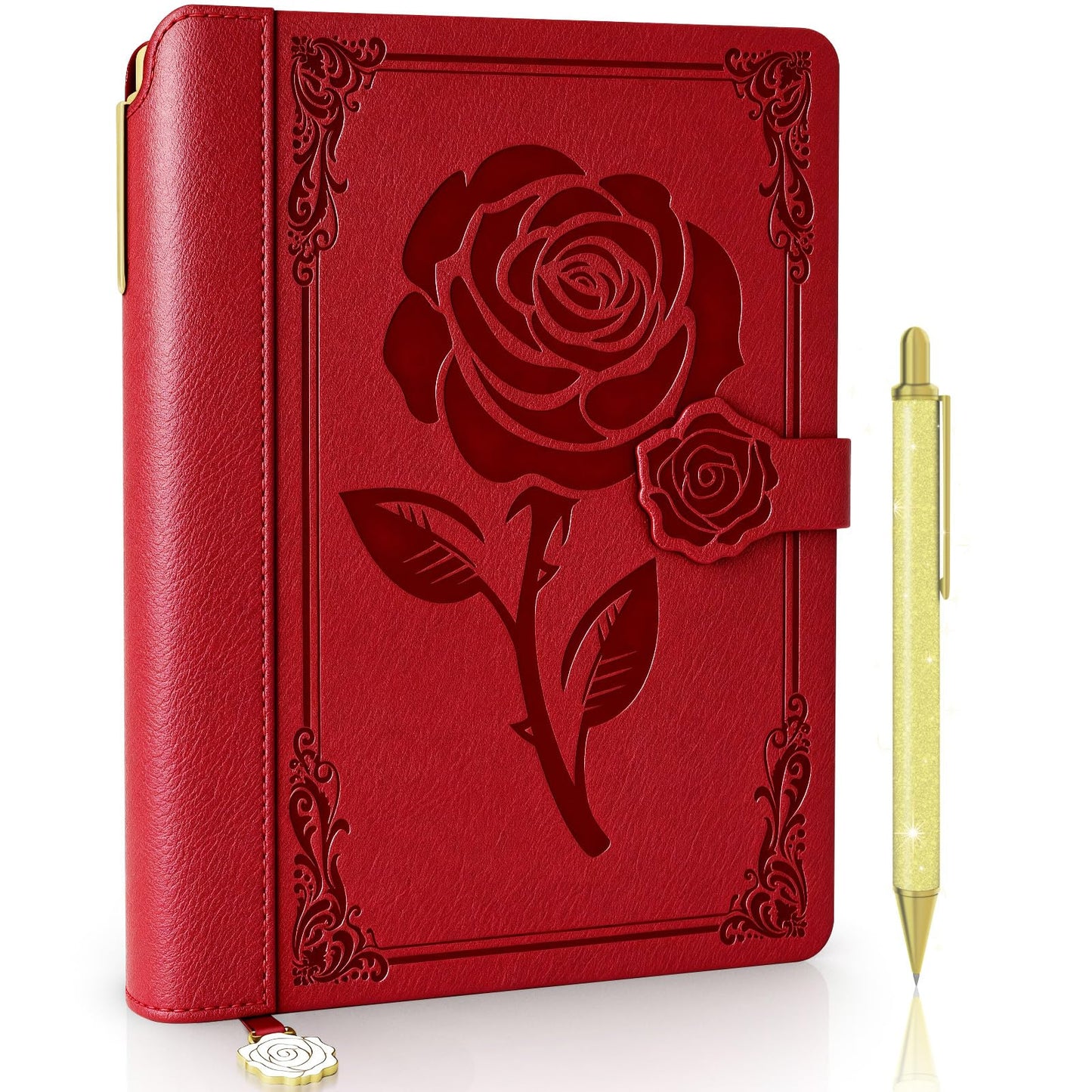 Aocii leather Journal for Women, A5 lined Daily Journal Notebook, Pretty Journaling for Writing, Hardcover Vintage Travel Journals, 224 Pages, Pen included (burgundy)