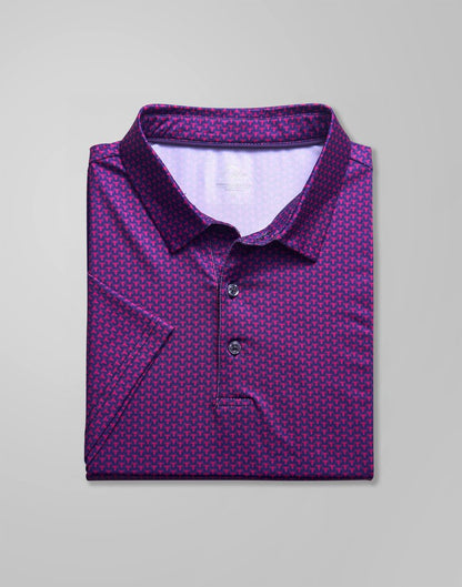 Obla Mens Golf Polo Shirts Short Sleeve Dry Fit Performance Moisture Wicking Casual Print Collared Golf Shirts for Men (Purple Buffalo_L)