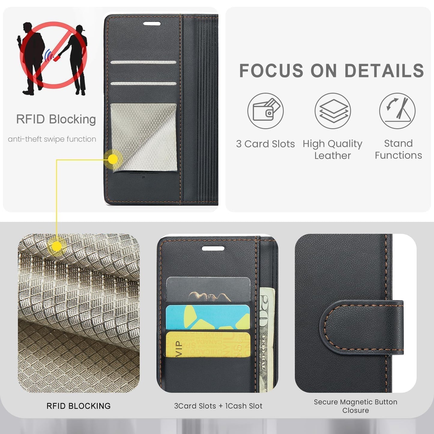 Wallet Case for Samsung Galaxy S26 Plus/S26+ 6.7", RFID Blocking Credit Card Holder, PU Leather Folio Flip Kickstand Protective Shockproof Cover for Galaxy S26 Plus (Black, Samsung Galaxy S26 Plus)
