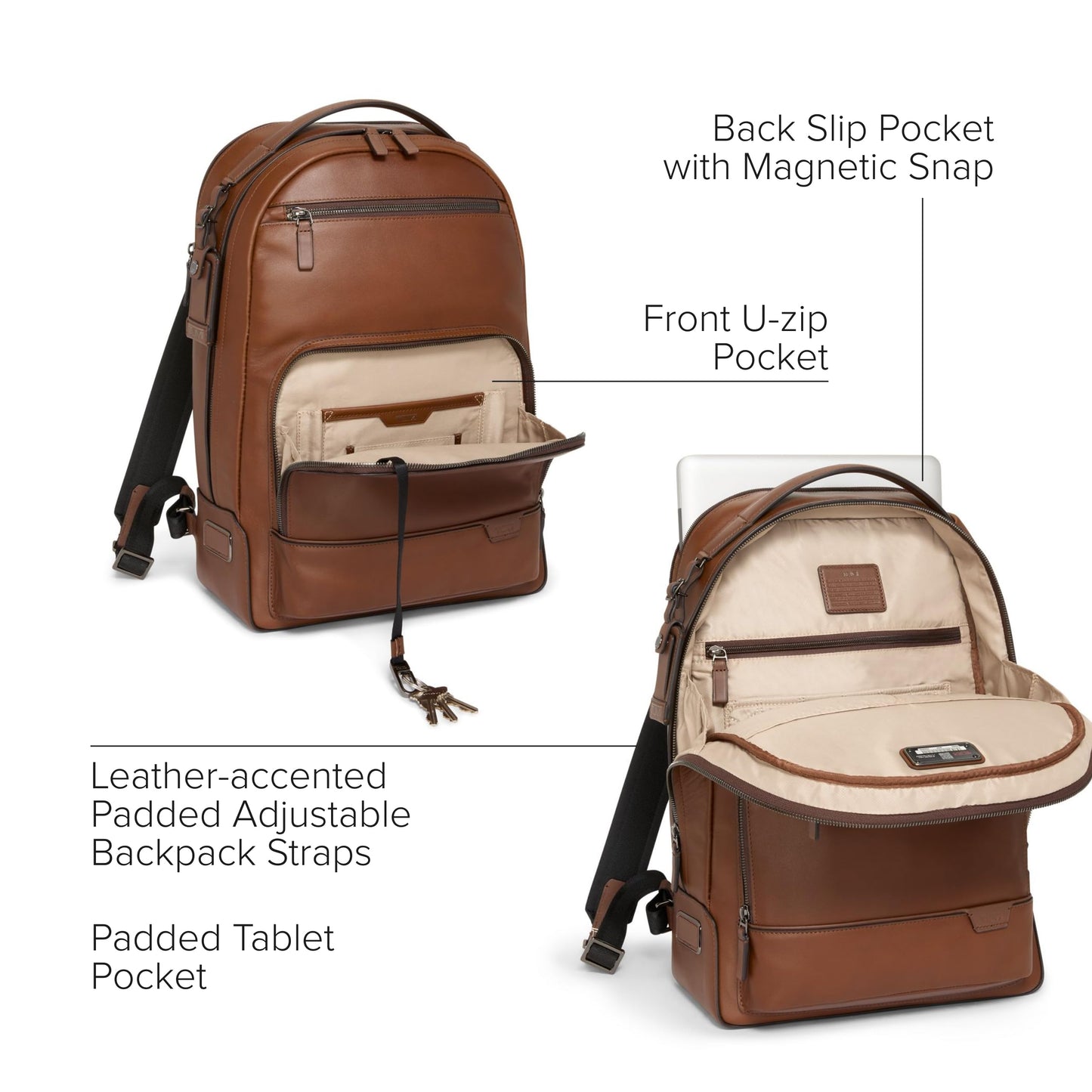 TUMI Harrison Warren Backpack - 15-Inch Laptop Backpack - Stylish Women's & Men's Backpack for Travel & Business - Cognac Leather