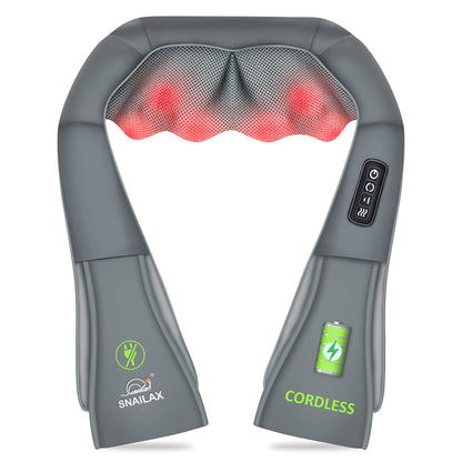 Snailax Cordless Massager - Shiatsu Neck and Shoulder Massager with Heat, Portable, Lumbar, Back Electric Massage Pillow, Christmas Gift