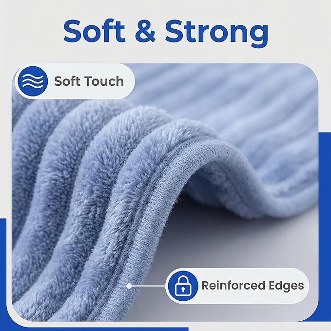 4PCS Blue Microfiber Hand Towels