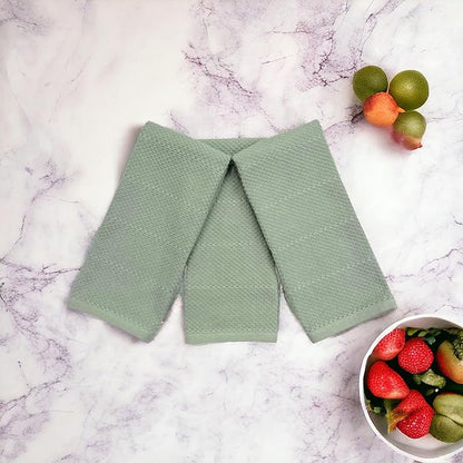 Serafina Home Sage Green Kitchen Dish Towels: 100% Cotton Cloth Soft Cleaning