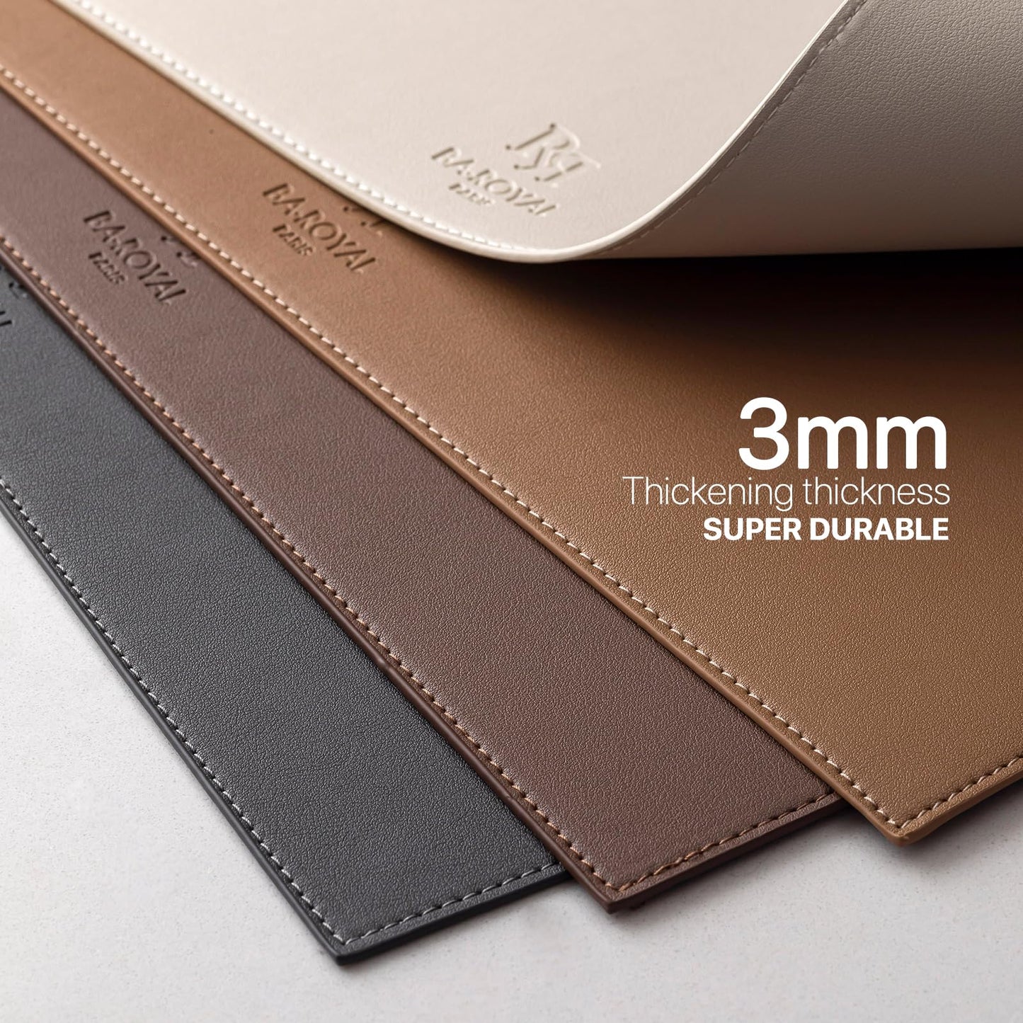 Baroyal Faux Leather Placemats Set of 6 Vinyl Washable Wipeable Table Mats for Kitchen Dining Table Heat Resistant Waterproof Indoor/Outdoor Placemats Non-Slip Easy Clean Place Mats-Almond Birch