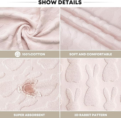Artoid Mode 1 Pc Pink 3D Rabbit Jacquard Easter Hand Towels