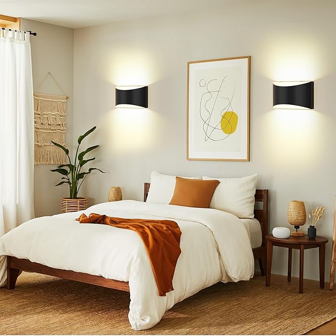 FOLKSMATE Battery Operated Wall Sconces Set of 2, 8000mAh Rechargeable Wireless Remote & Touch Control Wall Lamps, 3 Color Temperatures, Timer Cordless Dimmable Light for Bedroom, Living Room, Hallway