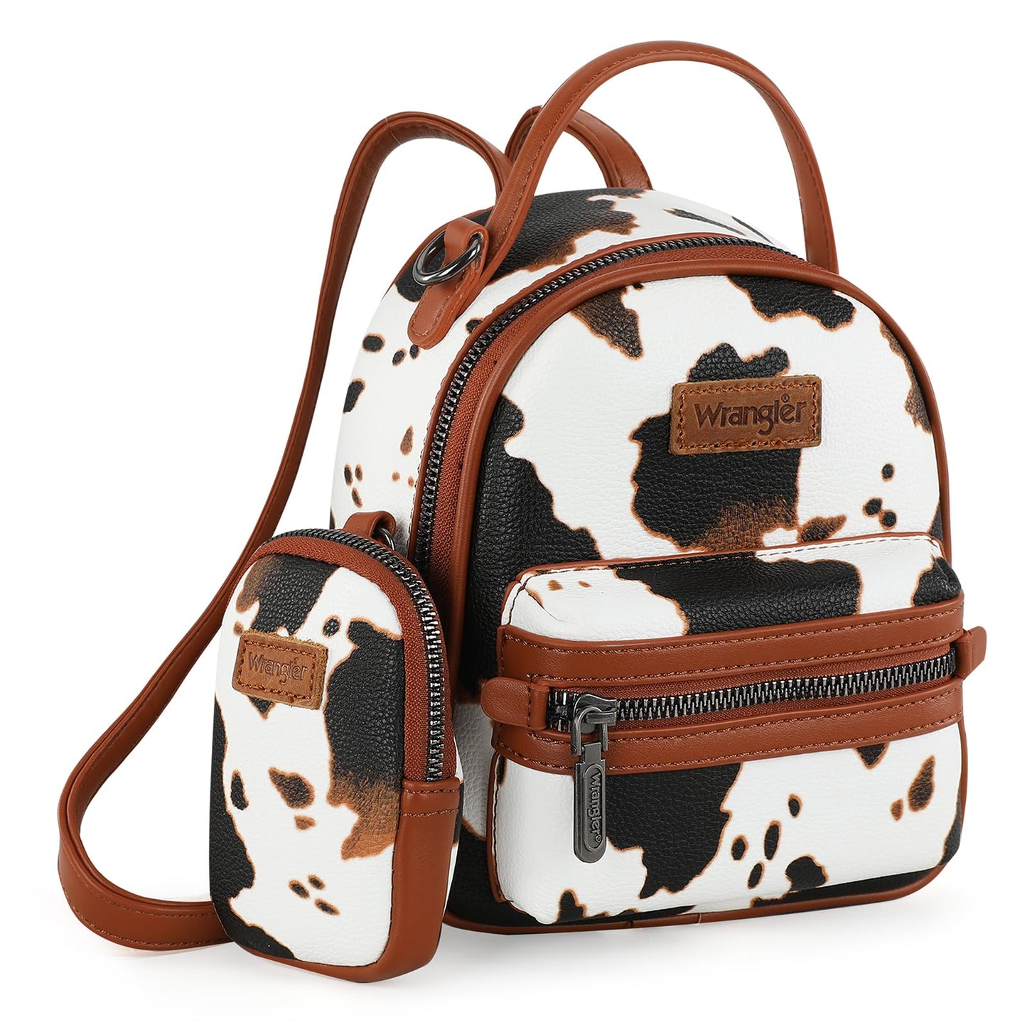 Montana West Wrangler Mini Backpack Cute Cow Print Backpack Purse for Girls and Women, Brown WG133-8600BR