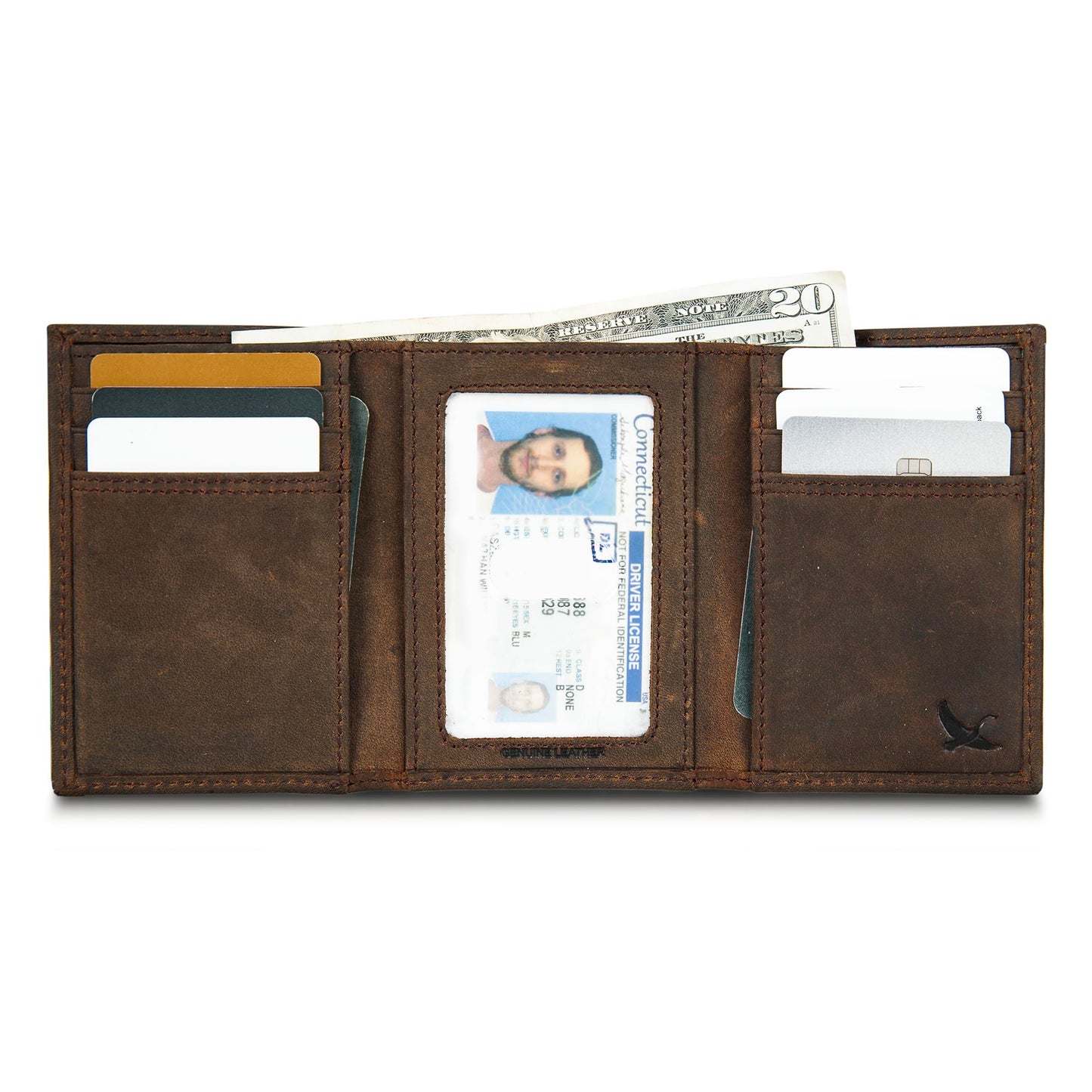 Eddie Bauer Men Signature Trifold Wallet (Available in Ripstop Nylon, Cotton Canvas, or Leather), Tan, One Size