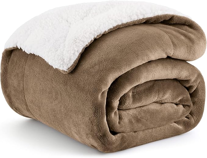 Bedsure GentleSoft Sherpa Fleece Throw Blanket for Couch - Thick and Warm, Soft Fuzzy Plush Throw Blanket for Winter, Camel, 50x60 Inches