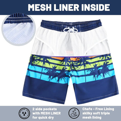 KAILUA SURF Mens Swim Trunks Long, Quick Dry Boardshorts, 9 Inch Inseam Mens Bathing Suits with Mesh Lining Navy Blue