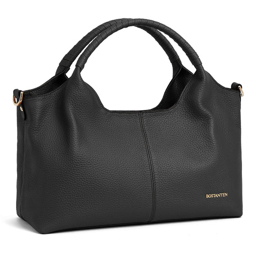 BOSTANTEN Genuine Leather Purses for Women Designer Handbags Crossbody Shoulder Bags Top Handle Satchel Black
