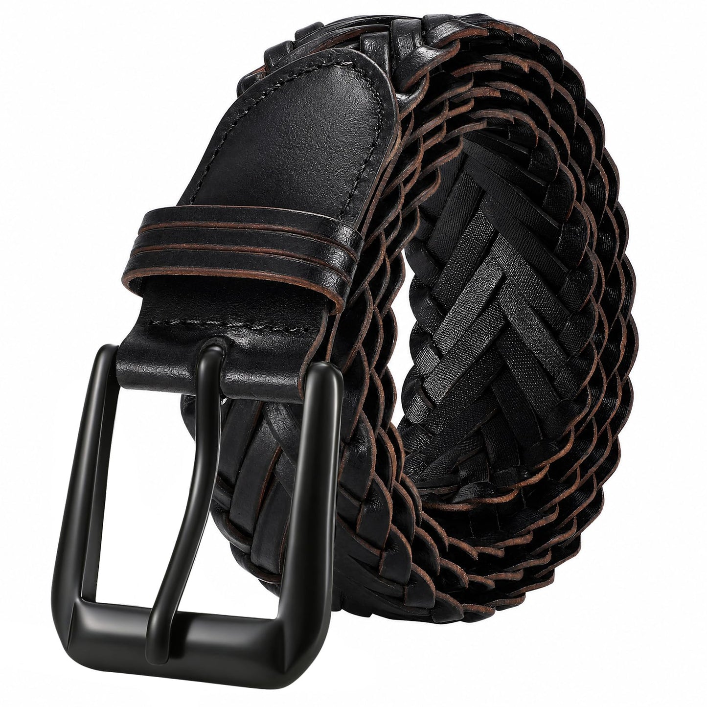 C O E CESCOSI Braided Leather Belt for Men Adjustable Woven Golf Belt for Causal Shorts Pants Jeans 1.4'' Width