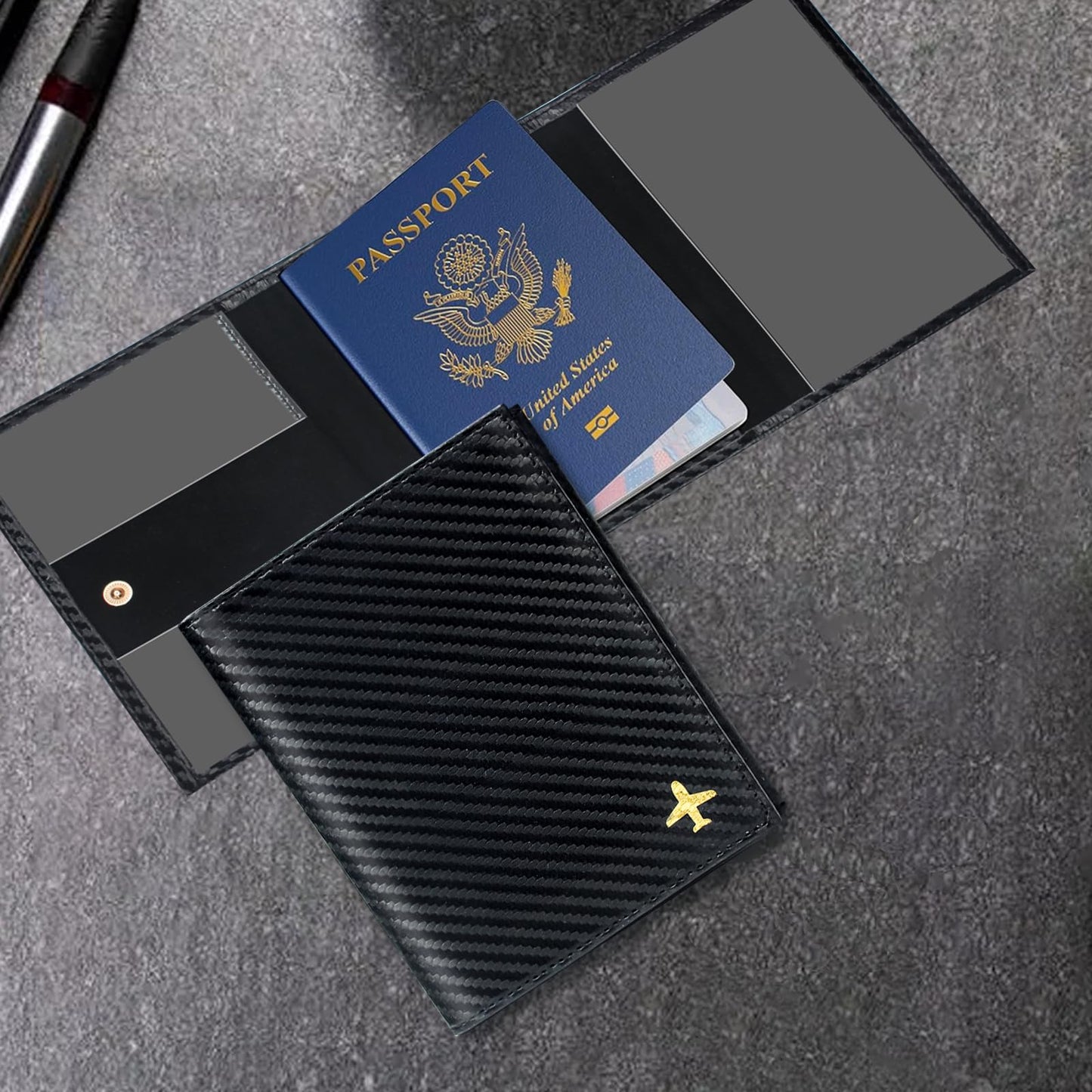 iSamzan Pilot Wallet Passport Holder - Microfiber Fabric Leather Pilot Passport Wallet Accessories