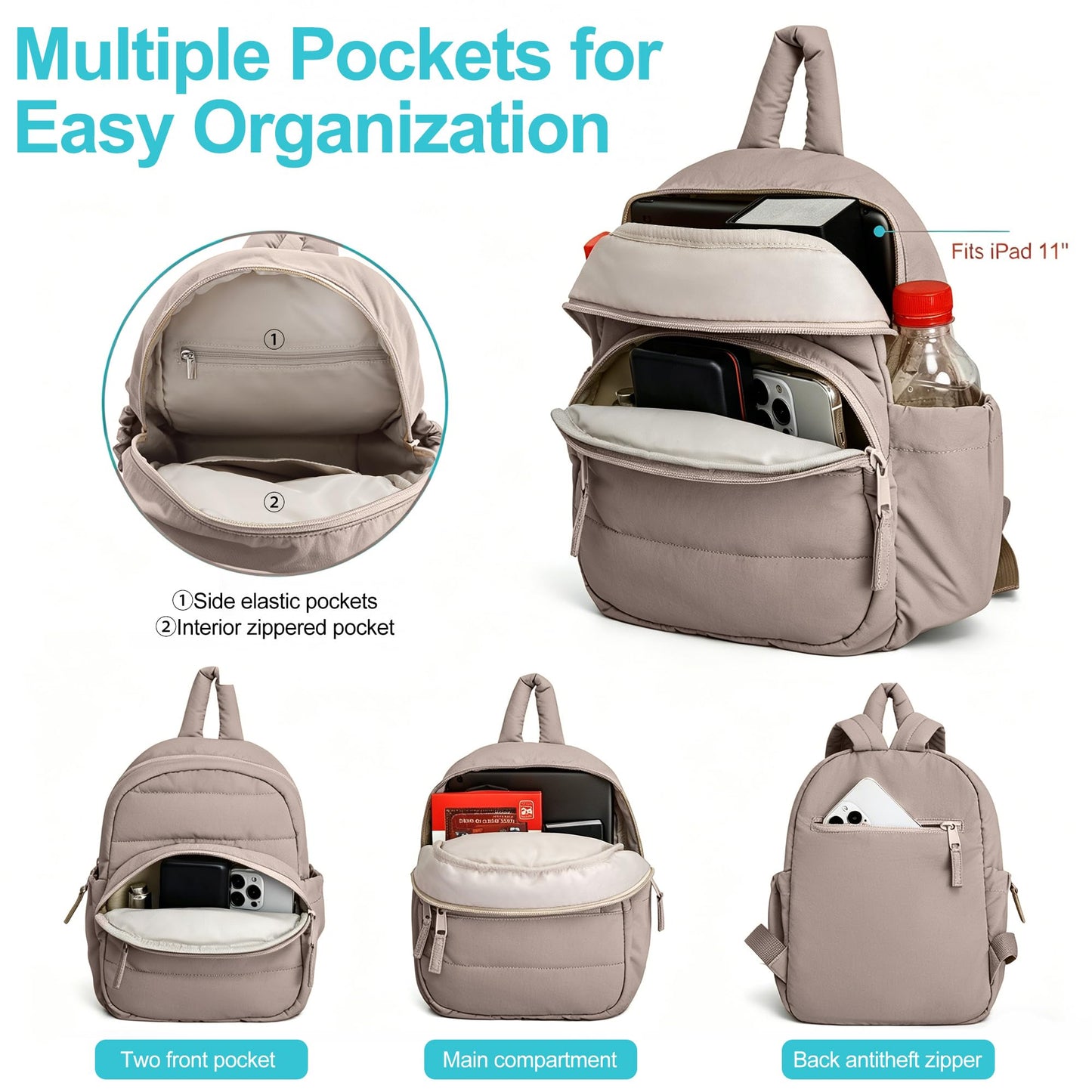 G.Z.LANKIN Lightweight Mini Backpack for Women,Taslan Durable Daypack,Casual Travel Backpack with Adjustable Straps for Daily,Travel
