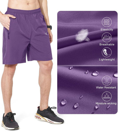 NORTHYARD Men's Athletic Running Shorts Gym Workout 7"/9"/5" Quick Dry Lightweight Sports Basketball Tennis 3 Zipper Pockets Purple 3XL