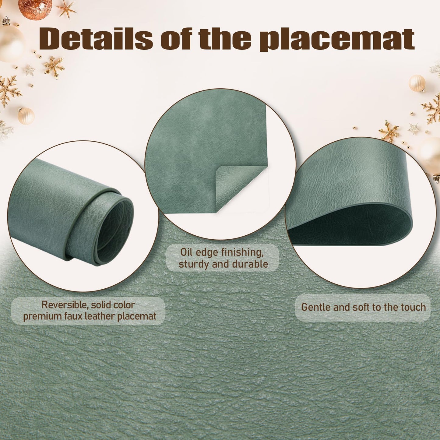 UnivoColors Placemats,Heat Resistant Placemats Set of 6 Washable 12 x 17 Inch,Waterproof Table Mats,Wipeable Pu Place Mats for Kitchen,Dining Room.Reddish Brown