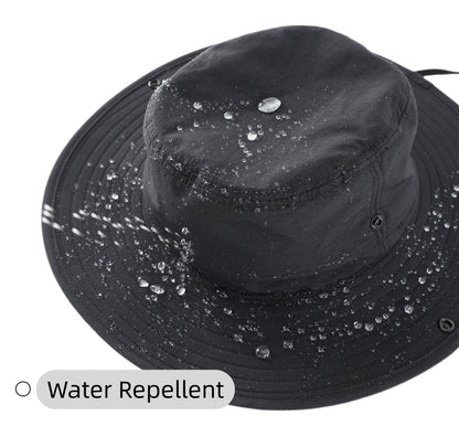 Connectyle Mens Womens Wide Brim Safari Bucket Hat UV Sun Protection Fishing Hiking Hats Outdoor Summer Cowboy Hat Black